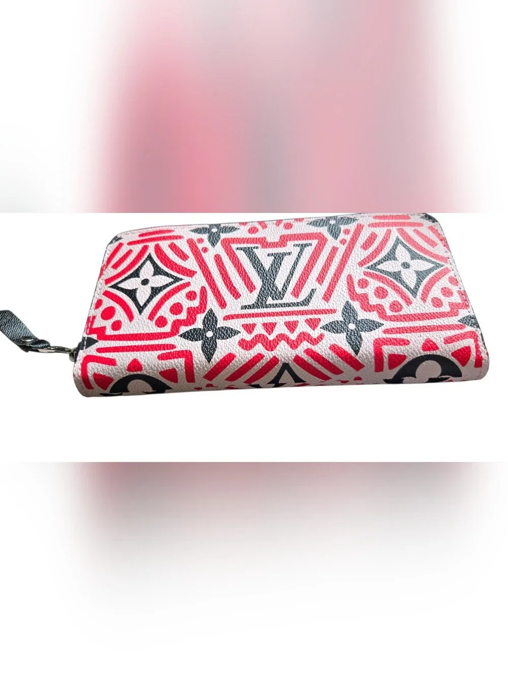 Pink, White & Black Monogram Zip Wallet Phone Case